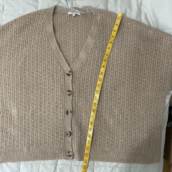 SOLD MADEWELL Mayfair Alpaca Blend Cable Knit Cardigan Sweater Tan Sz 3X Woman - Picture 5 of 9